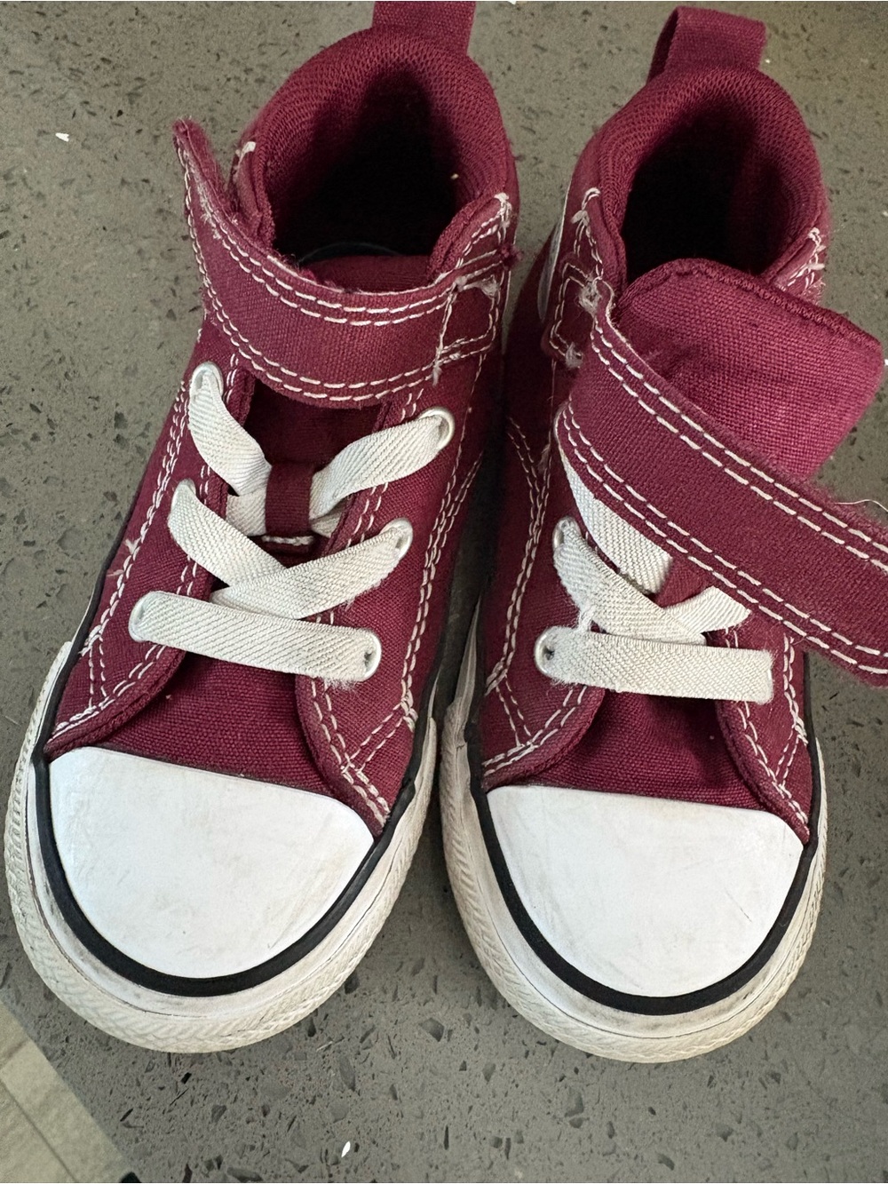 Converse Kids Burgundy and White High-Top Sneakers